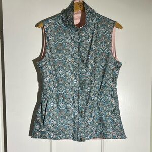 Peter Millar Teal and Pink Reversible Golf Windbreaker Vest